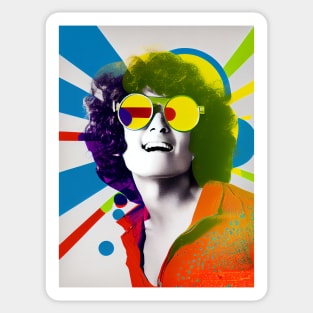 Vintage pop art style portrait of man in glasses Sticker